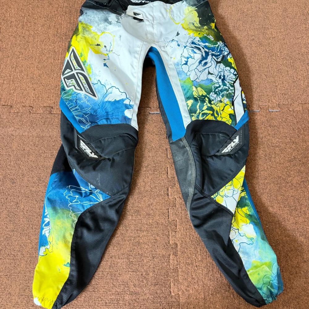 Fly Racing WMN Kinetic Motocross Pants Blue Yellow‎ Floral Womens Size 7/8